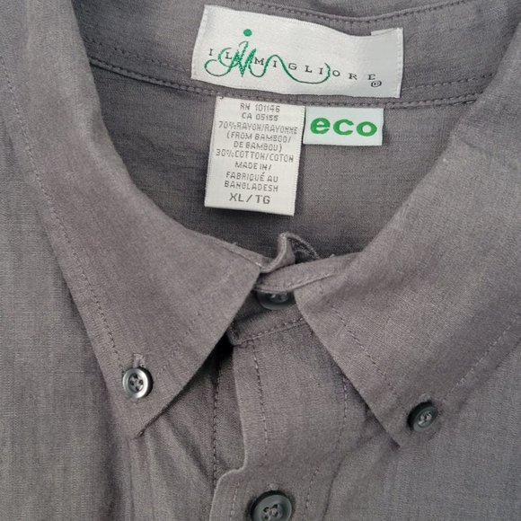 Men's Dress Shirt, Grey with Oxford Collar - Picture 4 of 4